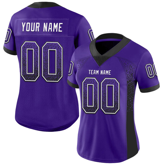 Custom Purple Black-White Mesh Drift Fashion Football Jersey - Sky-Custom