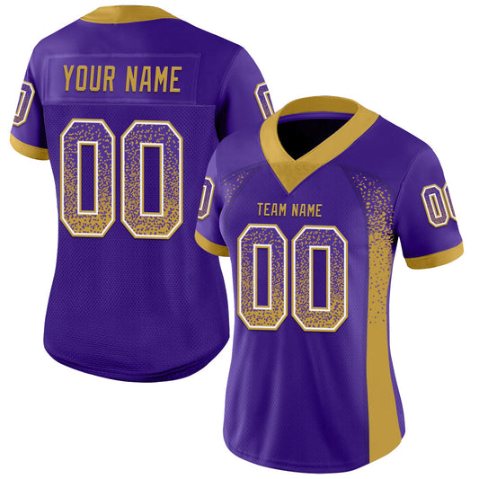 Custom Purple Old Gold-White Mesh Drift Fashion Football Jersey - Sky-Custom