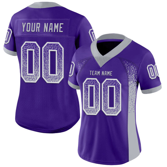 Custom Purple Gray-White Mesh Drift Fashion Football Jersey - Sky-Custom