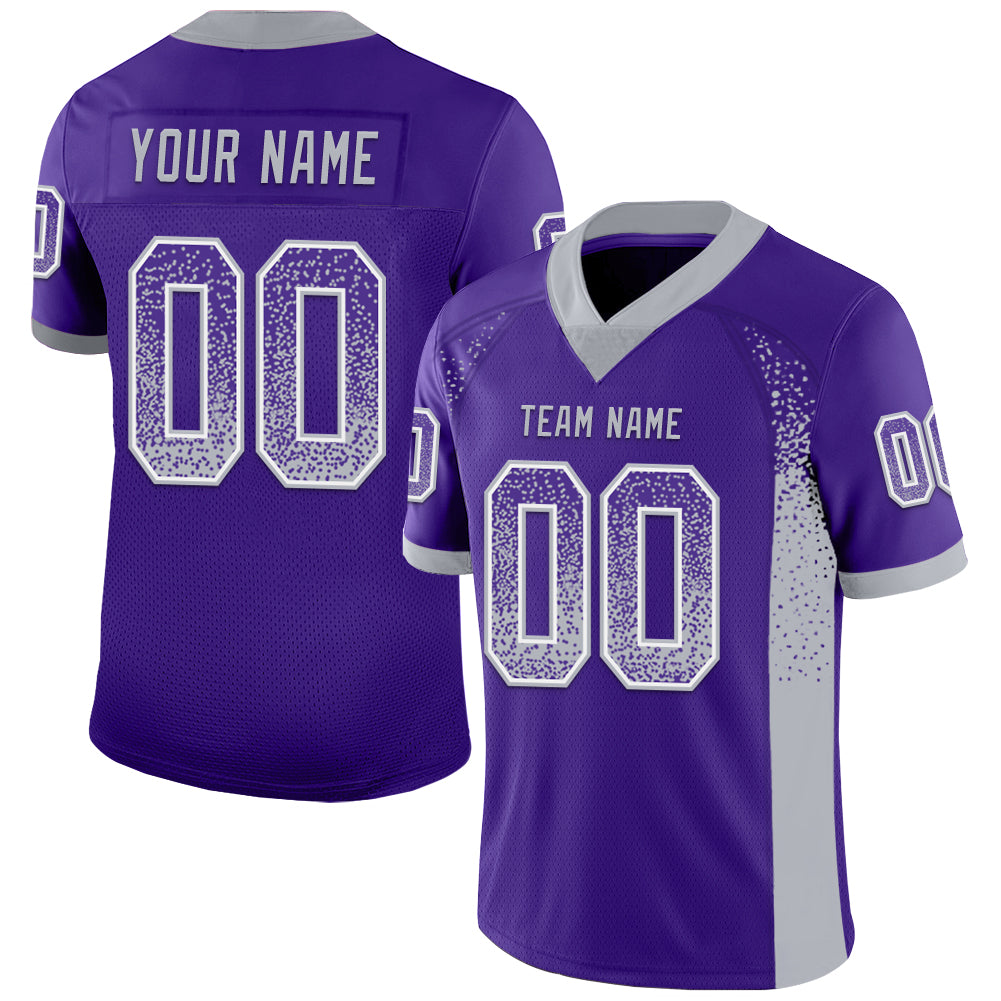 Custom Purple Gray-White Mesh Drift Fashion Football Jersey - Sky-Custom