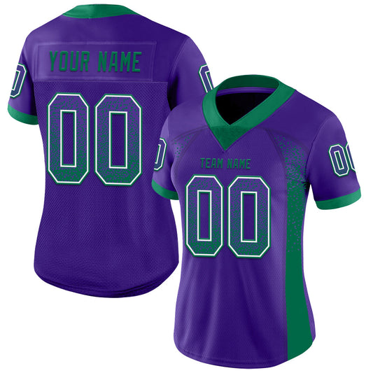 Custom Purple Kelly Green-White Mesh Drift Fashion Football Jersey - Sky-Custom