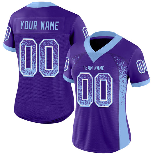 Custom Purple Light Blue-White Mesh Drift Fashion Football Jersey - Sky-Custom