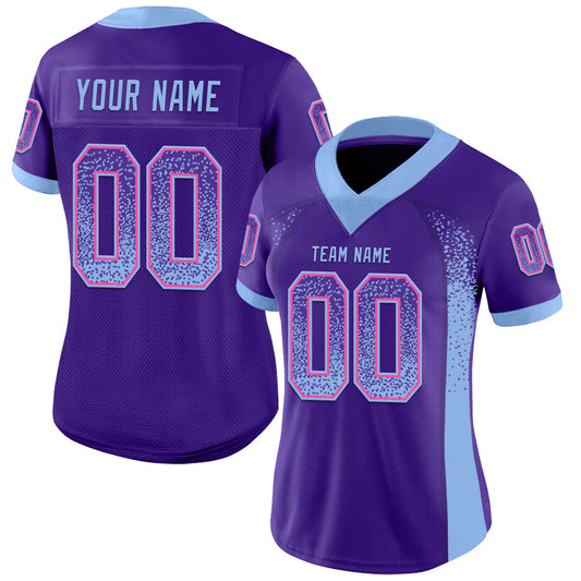 Custom Purple Light Blue-Pink Mesh Drift Fashion Football Jersey - Sky-Custom