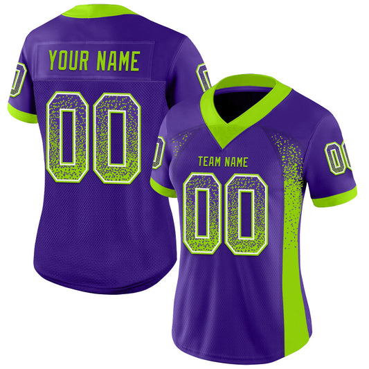 Custom Purple Neon Green-White Mesh Drift Fashion Football Jersey - Sky-Custom