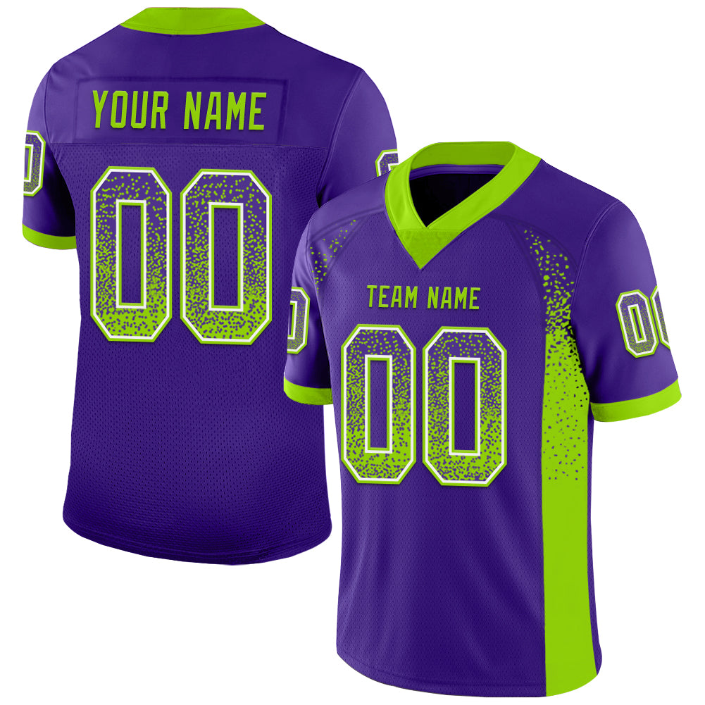 Custom Purple Neon Green-White Mesh Drift Fashion Football Jersey - Sky-Custom