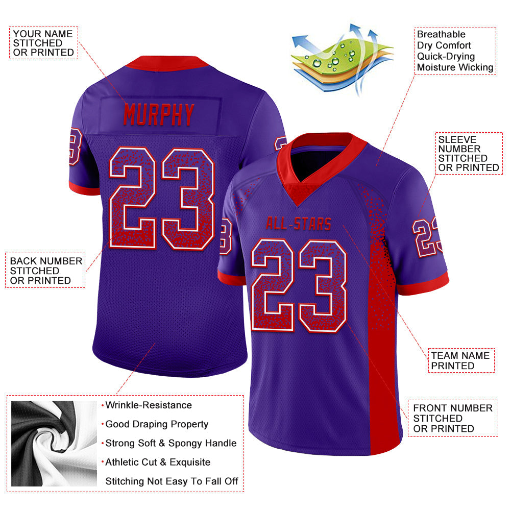 Custom Purple Red-White Mesh Drift Fashion Football Jersey - Sky-Custom