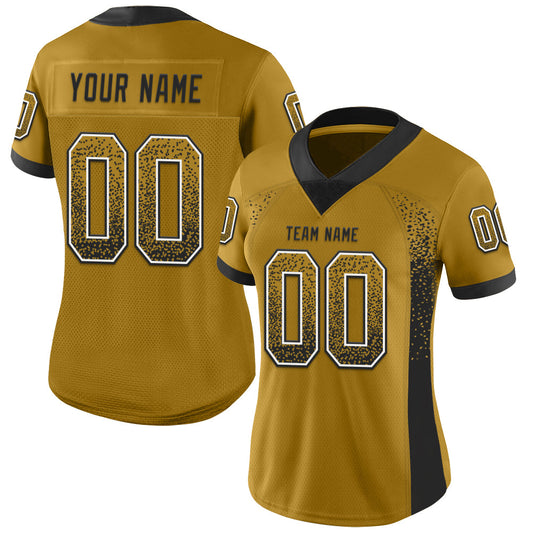 Custom Old Gold Black-White Mesh Drift Fashion Football Jersey - Sky-Custom