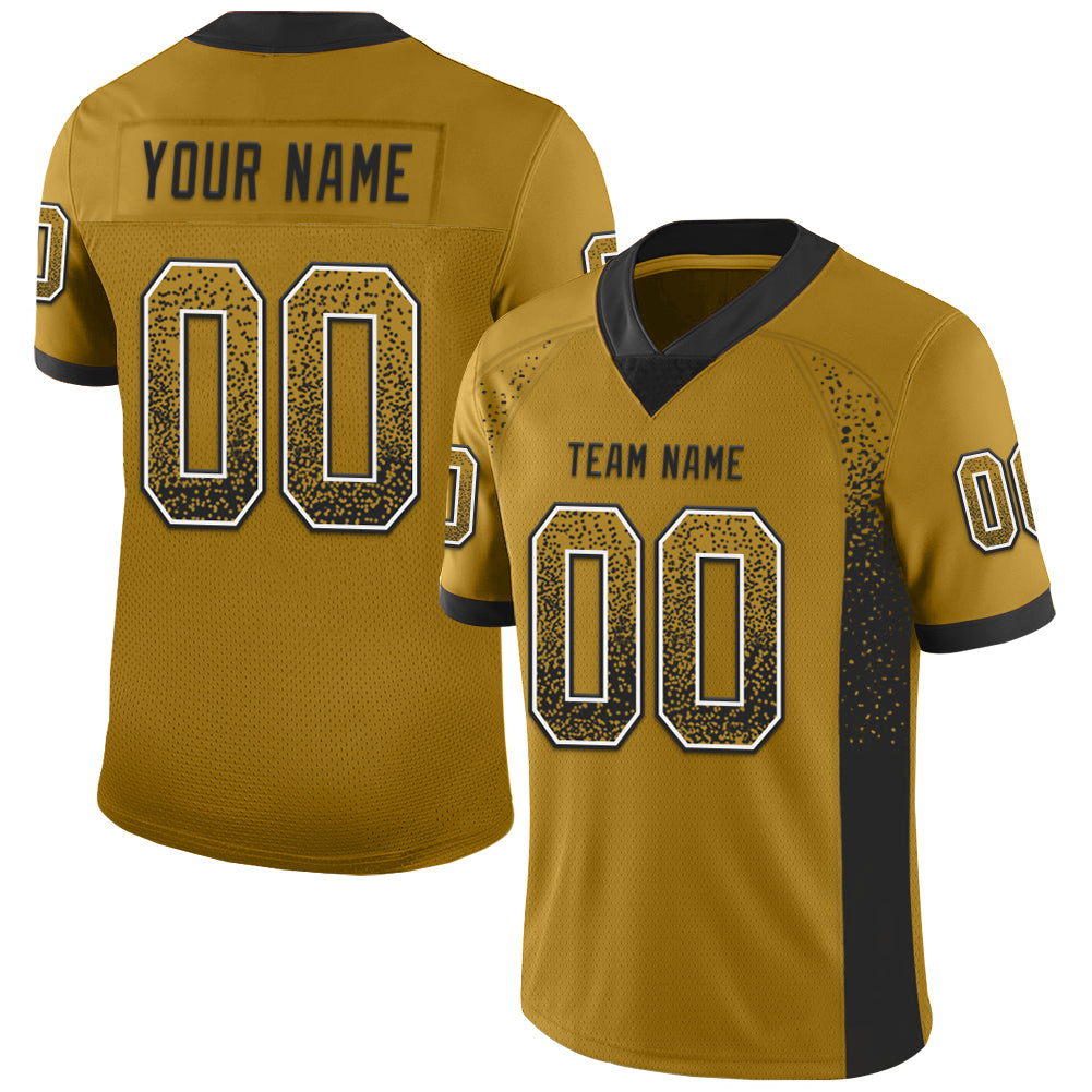 Custom Old Gold Black-White Mesh Drift Fashion Football Jersey - Sky-Custom