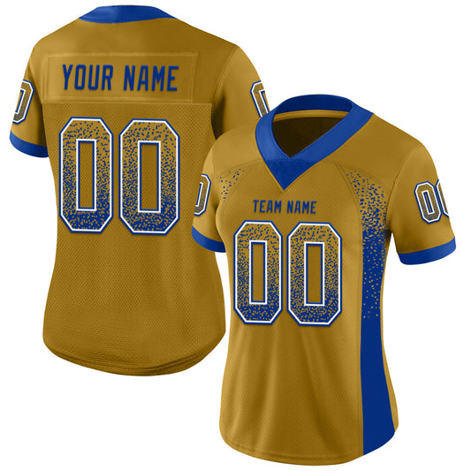 Custom Old Gold Royal-White Mesh Drift Fashion Football Jersey - Sky-Custom