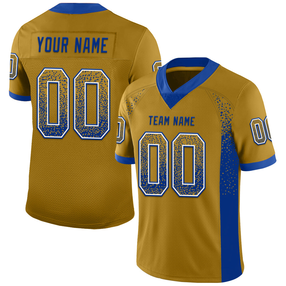 Custom Old Gold Royal-White Mesh Drift Fashion Football Jersey - Sky-Custom