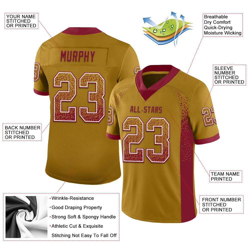 Custom Old Gold Crimson-White Mesh Drift Fashion Football Jersey - Sky-Custom