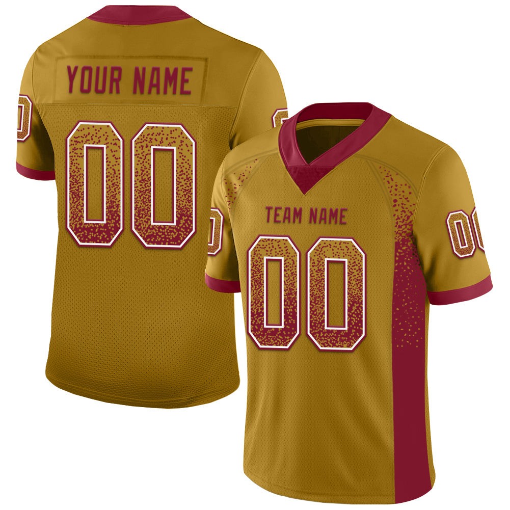Custom Old Gold Crimson-White Mesh Drift Fashion Football Jersey - Sky-Custom
