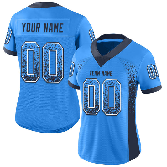 Custom Powder Blue Navy-White Mesh Drift Fashion Football Jersey - Sky-Custom