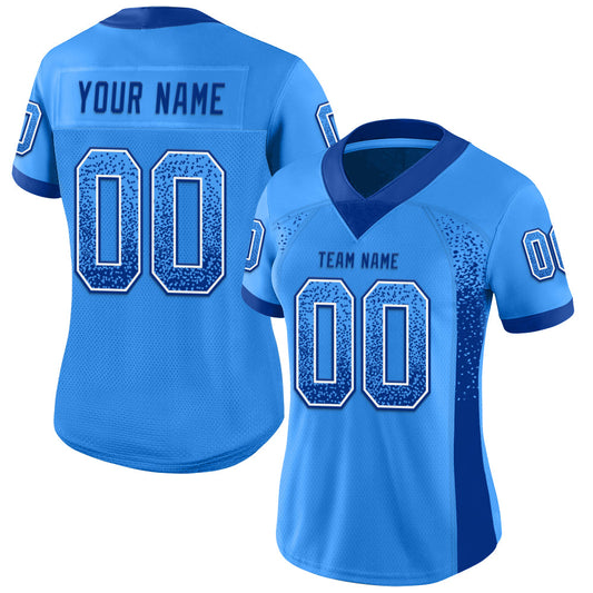 Custom Powder Blue Royal-White Mesh Drift Fashion Football Jersey - Sky-Custom