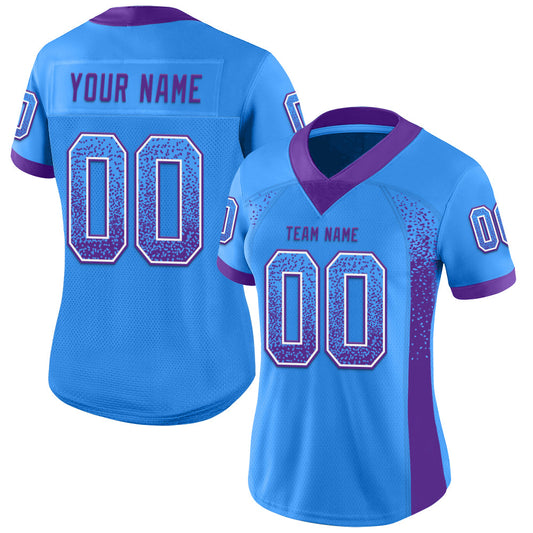 Custom Powder Blue Purple-White Mesh Drift Fashion Football Jersey - Sky-Custom