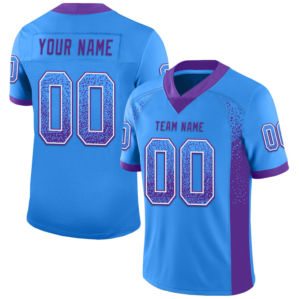 Custom Powder Blue Purple-White Mesh Drift Fashion Football Jersey - Sky-Custom