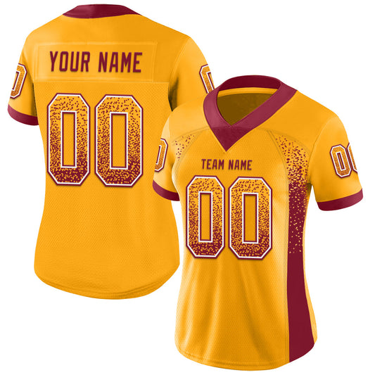Custom Gold Crimson-White Mesh Drift Fashion Football Jersey - Sky-Custom