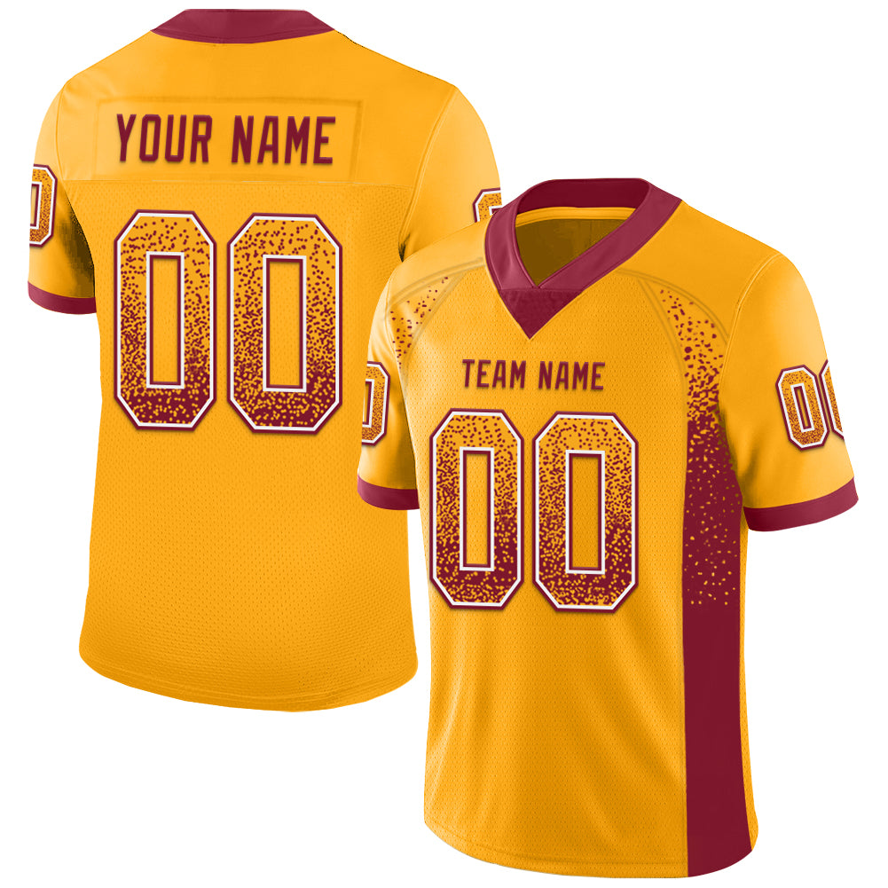 Custom Gold Crimson-White Mesh Drift Fashion Football Jersey - Sky-Custom