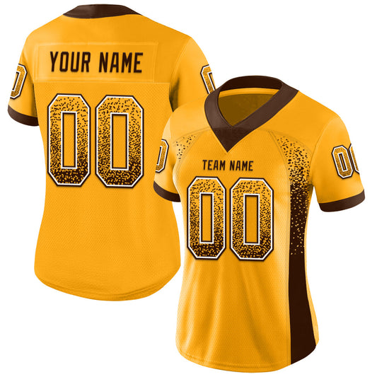 Custom Gold Brown-White Mesh Drift Fashion Football Jersey - Sky-Custom