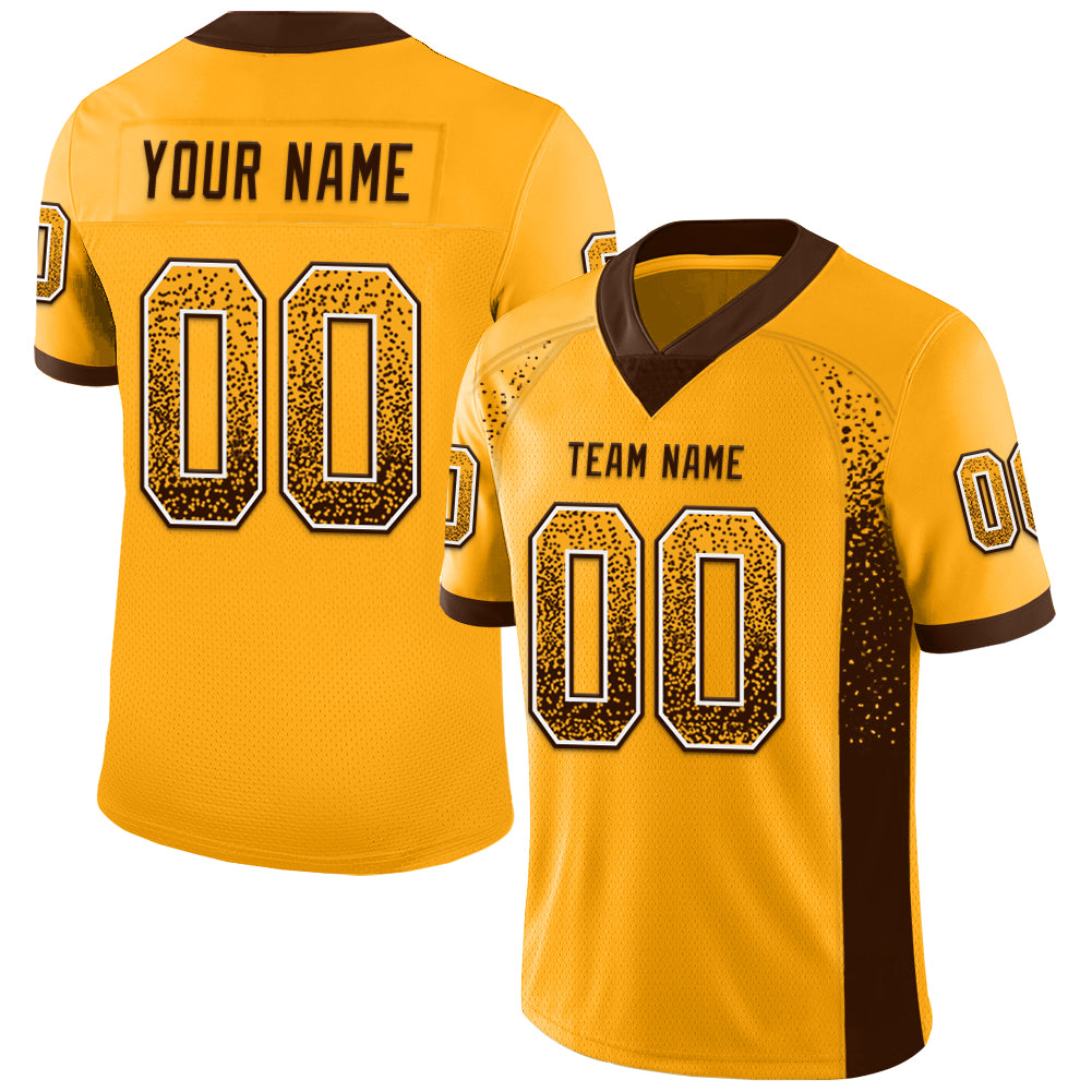 Custom Gold Brown-White Mesh Drift Fashion Football Jersey - Sky-Custom