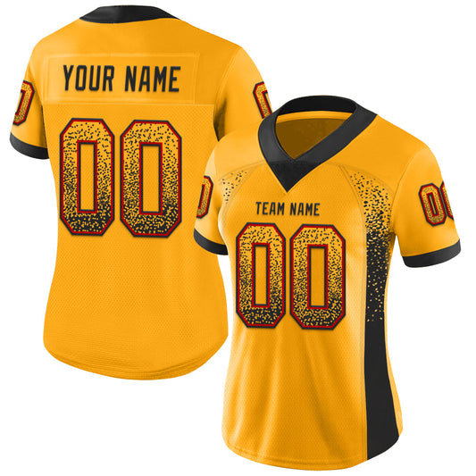 Custom Gold Black-Red Mesh Drift Fashion Football Jersey - Sky-Custom
