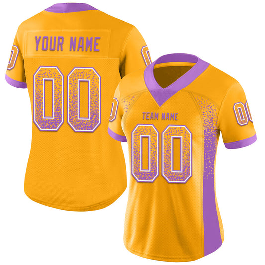 Custom Gold Medium Purple-White Mesh Drift Fashion Football Jersey - Sky-Custom