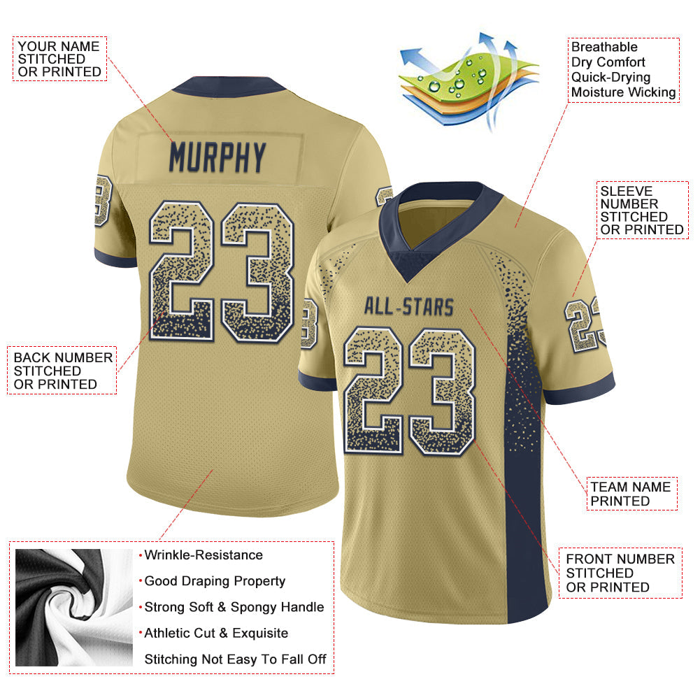 Custom Vegas Gold Navy-White Mesh Drift Fashion Football Jersey - Sky-Custom