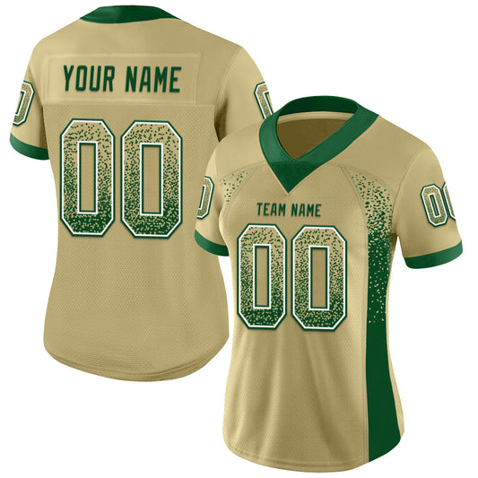 Custom Vegas Gold Green-White Mesh Drift Fashion Football Jersey - Sky-Custom