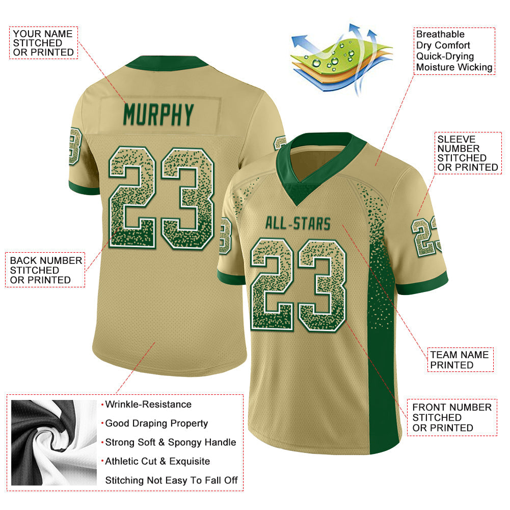 Custom Vegas Gold Green-White Mesh Drift Fashion Football Jersey - Sky-Custom