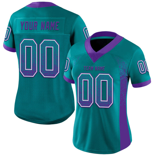 Custom Teal Purple-White Mesh Drift Fashion Football Jersey - Sky-Custom