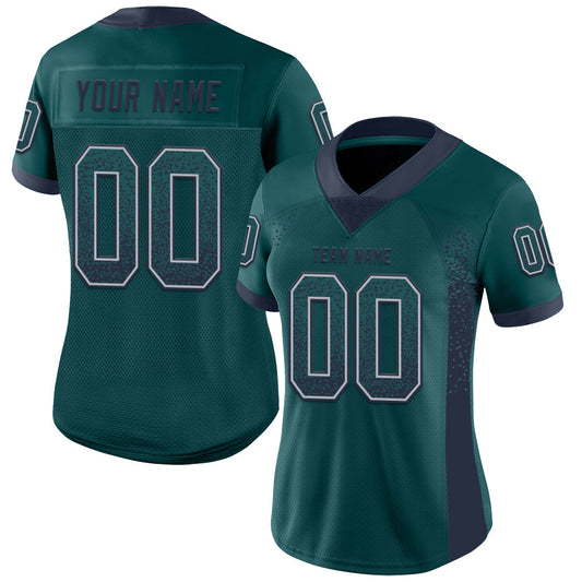Custom Midnight Green Navy-Gray Mesh Drift Fashion Football Jersey - Sky-Custom