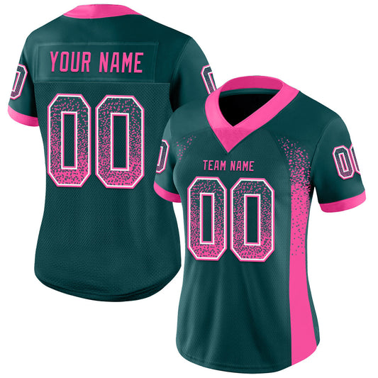 Custom Midnight Green Pink-White Mesh Drift Fashion Football Jersey - Sky-Custom