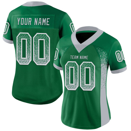 Custom Kelly Green Gray-White Mesh Drift Fashion Football Jersey - Sky-Custom