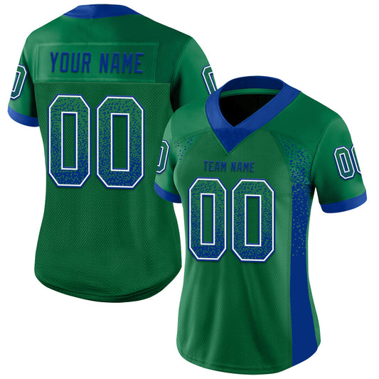 Custom Kelly Green Royal-White Mesh Drift Fashion Football Jersey - Sky-Custom