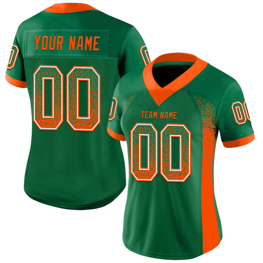 Custom Kelly Green Orange-White Mesh Drift Fashion Football Jersey - Sky-Custom