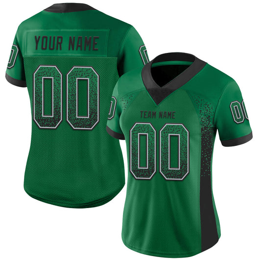 Custom Kelly Green Black-Gray Mesh Drift Fashion Football Jersey - Sky-Custom