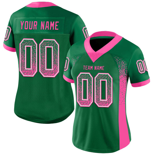 Custom Kelly Green Pink-White Mesh Drift Fashion Football Jersey - Sky-Custom