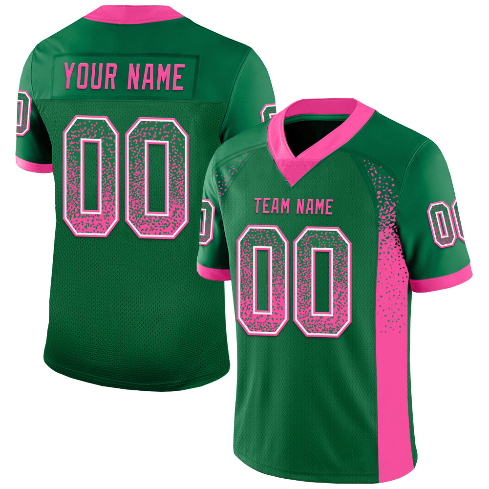Custom Kelly Green Pink-White Mesh Drift Fashion Football Jersey - Sky-Custom