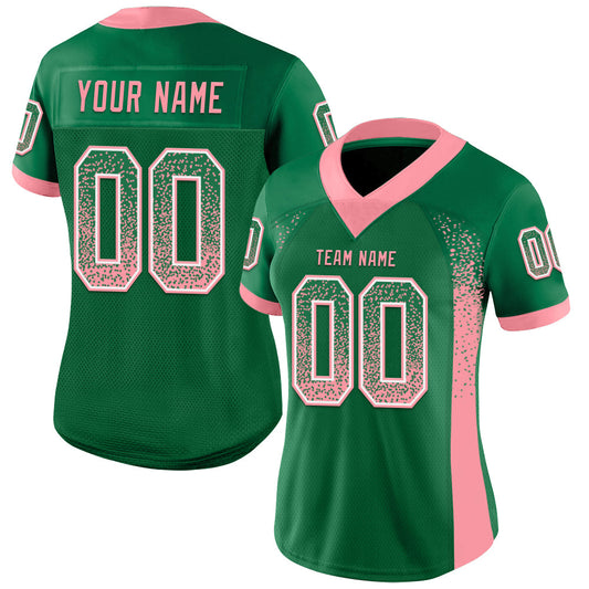 Custom Kelly Green Medium Pink-White Mesh Drift Fashion Football Jersey - Sky-Custom