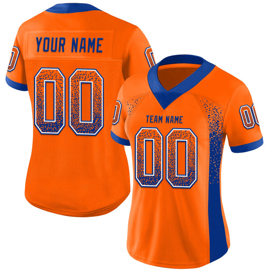 Custom Orange Royal-White Mesh Drift Fashion Football Jersey - Sky-Custom