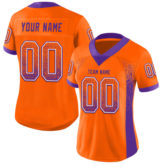 Custom Orange Purple-White Mesh Drift Fashion Football Jersey - Sky-Custom