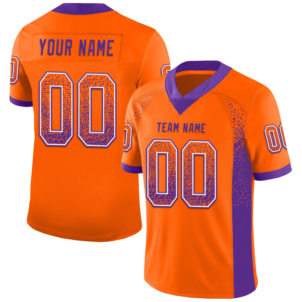 Custom Orange Purple-White Mesh Drift Fashion Football Jersey - Sky-Custom
