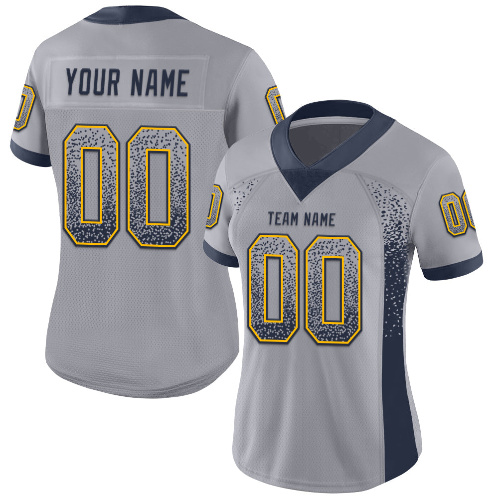 Custom Gray Navy-Gold Mesh Drift Fashion Football Jersey - Sky-Custom