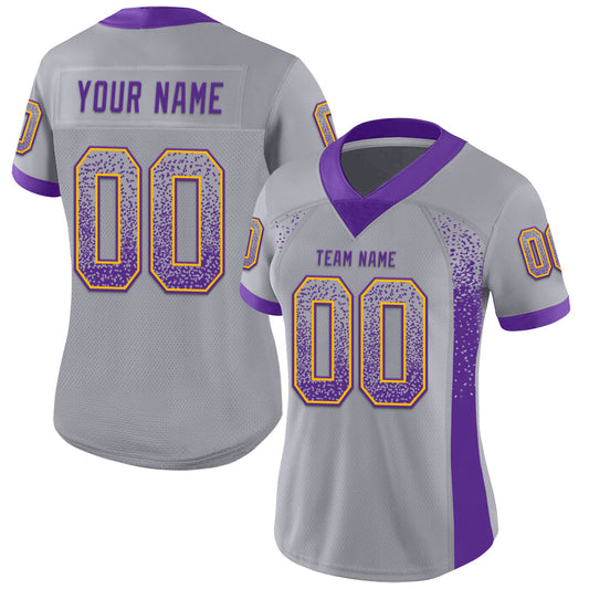 Custom Gray Purple-Gold Mesh Drift Fashion Football Jersey - Sky-Custom