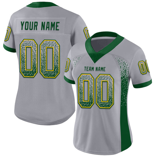Custom Gray Green-Gold Mesh Drift Fashion Football Jersey - Sky-Custom