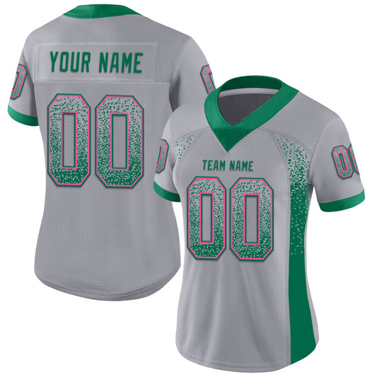 Custom Gray Kelly Green-Pink Mesh Drift Fashion Football Jersey - Sky-Custom