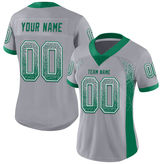 Custom Gray Kelly Green-White Mesh Drift Fashion Football Jersey - Sky-Custom