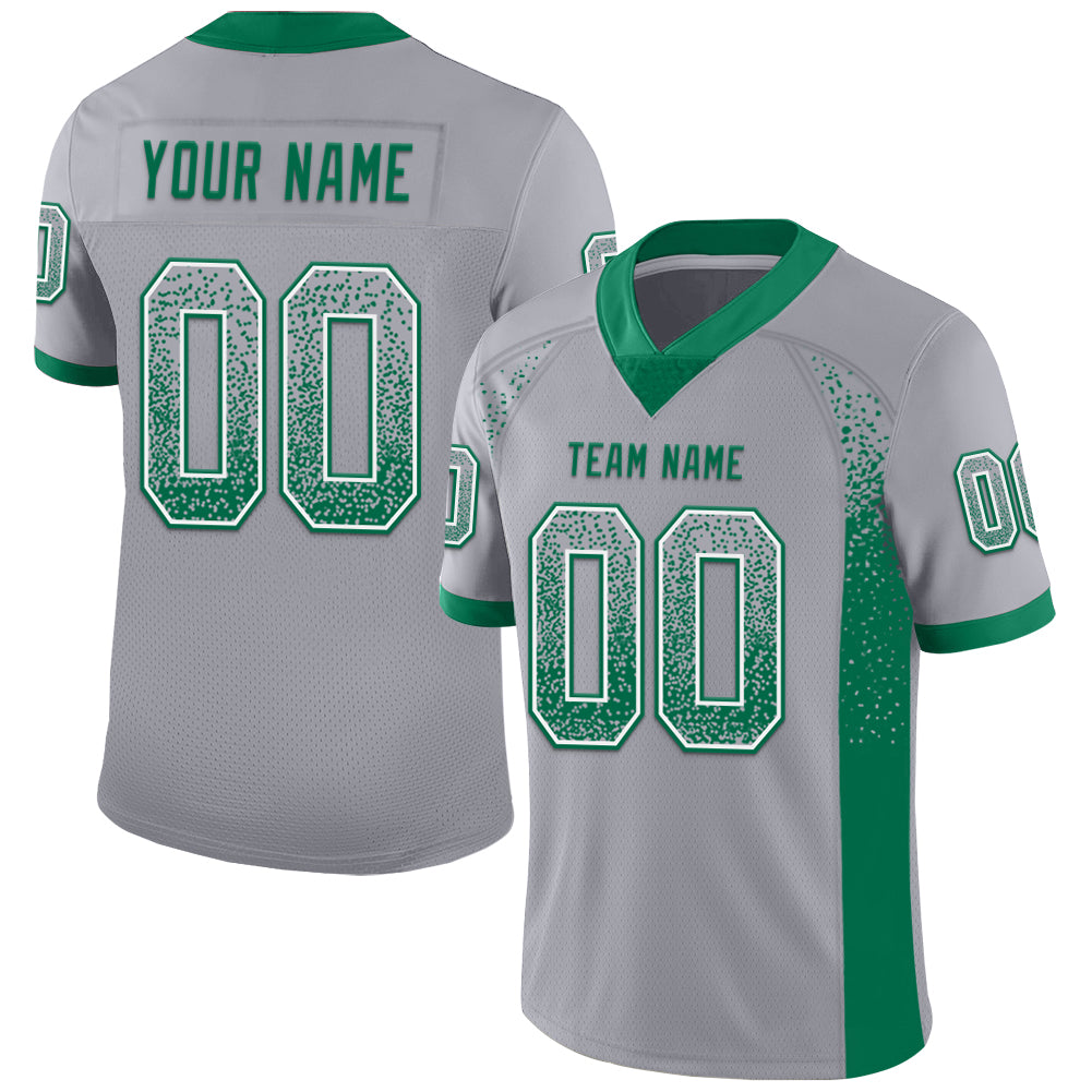 Custom Gray Kelly Green-White Mesh Drift Fashion Football Jersey - Sky-Custom