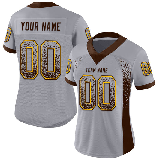 Custom Gray Brown-Gold Mesh Drift Fashion Football Jersey - Sky-Custom