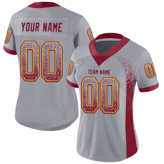 Custom Gray Crimson-Gold Mesh Drift Fashion Football Jersey - Sky-Custom